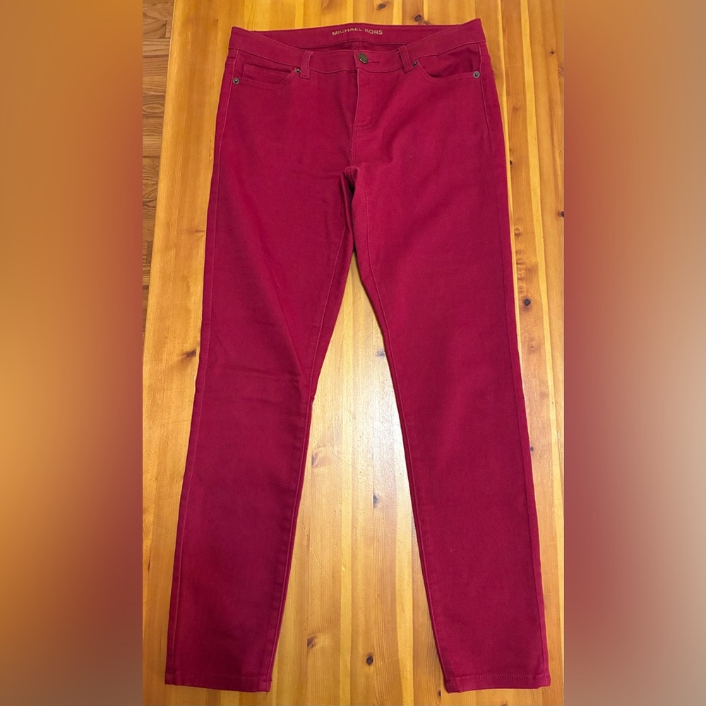 Michael Kors Women's Bold Ruby Red Skinny Jeans